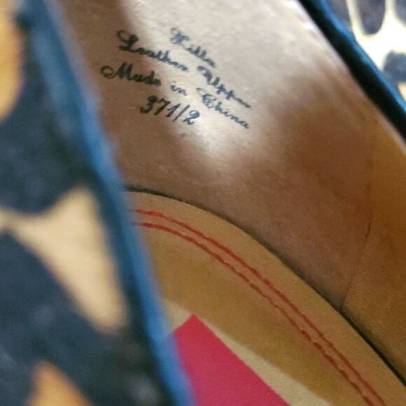 5/48 Saks 5th Avenue Lilla Leather Leapord Heels Shoes - Picture 7 of 7